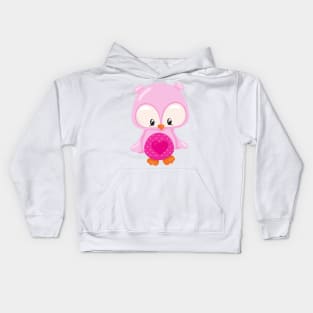 Cute Owl, Baby Owl, Owl In Love, Hearts Kids Hoodie